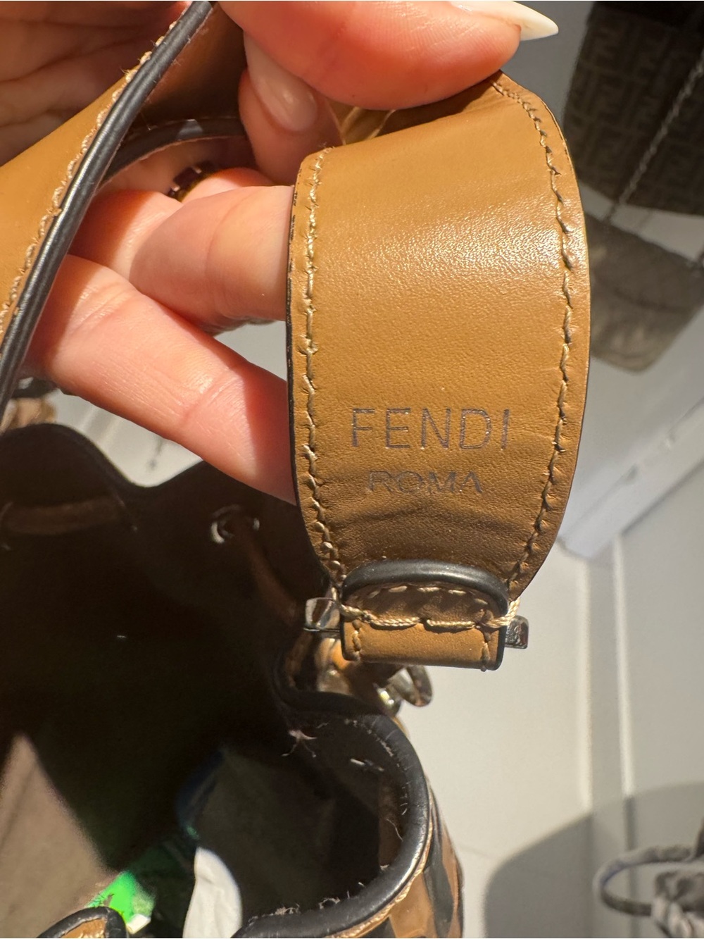 Tan and Black Bucket Bag - Picture 6 of 6